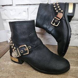 Vince Camuto black gold studded ankle Boots